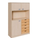 Schränke mit Mittelwand, 5 Massivholzschüben, Tür links 